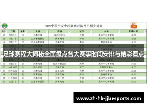 足球赛程大揭秘全面盘点各大赛事时间安排与精彩看点